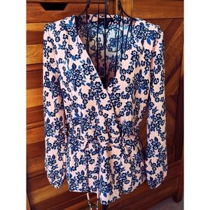 J. Crew drapey crepe faux wrap long sleeve top